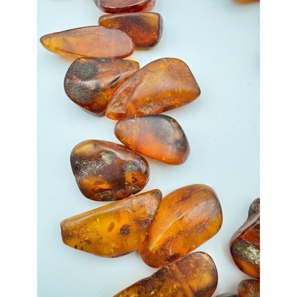 Antique Baltic Amber Cognac X Large Nuggets 30” Necklace Natural Raw 223g .925 - Picture 11 of 16
